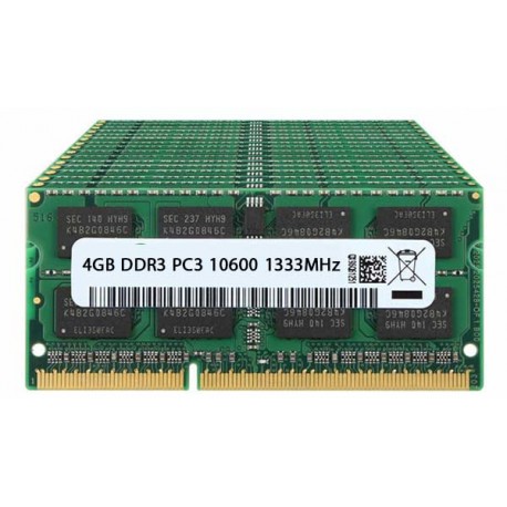 رم لپ تاپ شانزده چیپ SODIMM (laptop) 4GB DDR3 PC3 10600 1333MHz ظرفیت چهار گیگابایت mix brand
