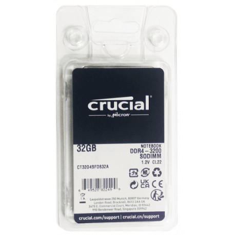 رم لپ تاپ کروشیال Crucial 32GB DDR4 PC4 3200MHz SODIMM سی و دو گیگابایت