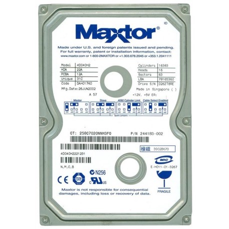 هارد مکستور دیسک اینترنال آی دی ای کامپیوتر ظرفیت چهل گیگابایت HDD IDE 40GB MAXTOR 4D040H2