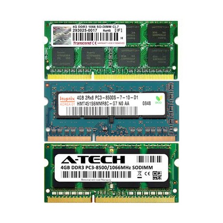 رم لپ تاپ استوک تک کاناله SODIMM 4GB DDR3 1066MHz PC3 16chip 8500 ظرفیت چهار گیگابایت mix brand شانزده چیپ